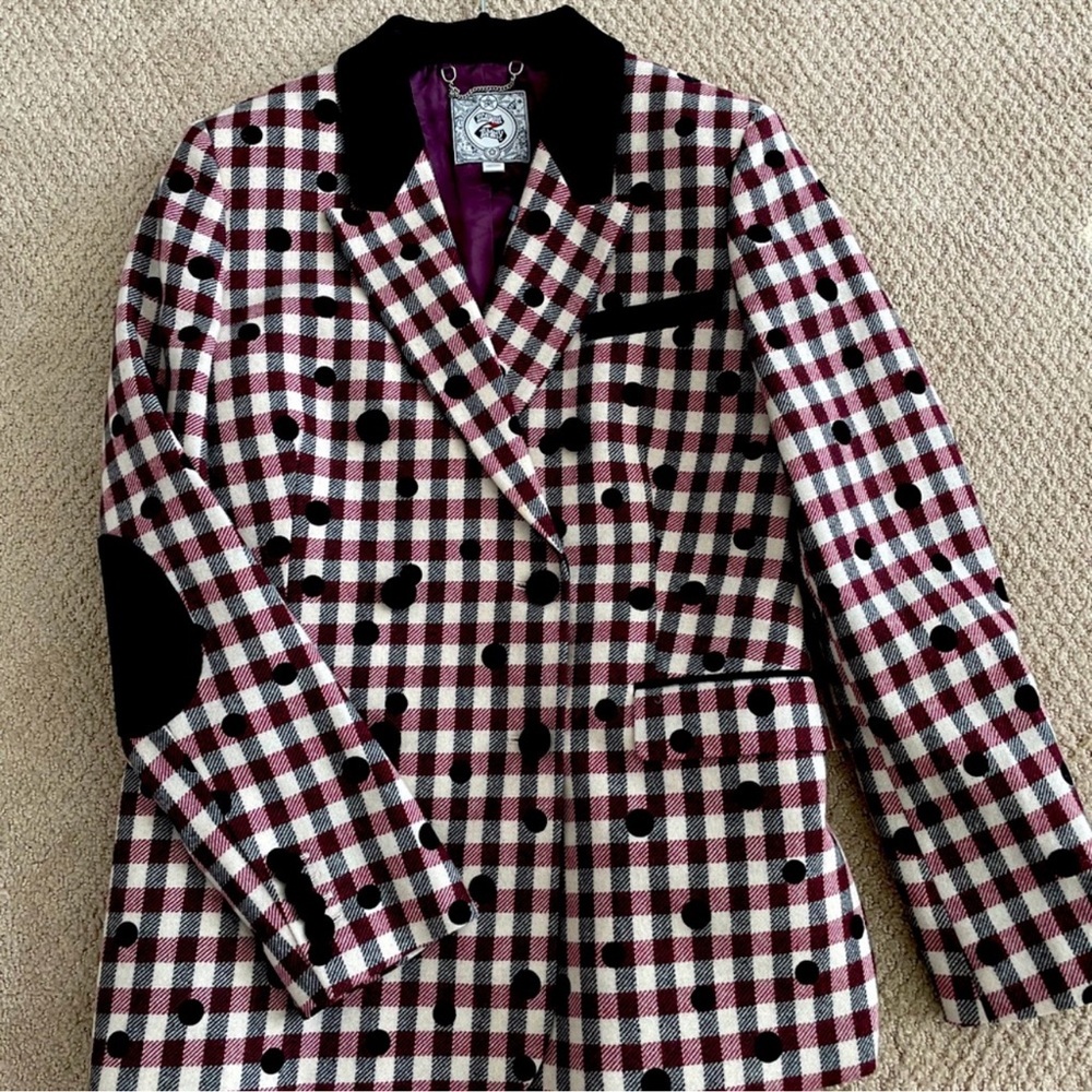 Tommy Hilfiger Gingham Polka Dot Double Breasted Blazer size 4
